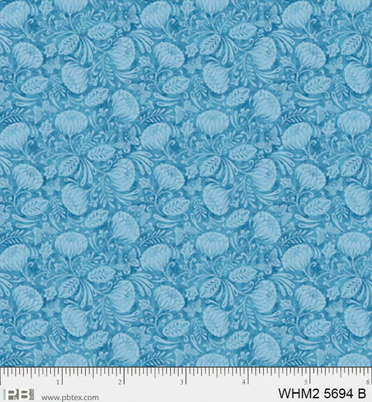 Whimsy II Basics, Blue Packed Tonal Floral - PER 1/4 YARD