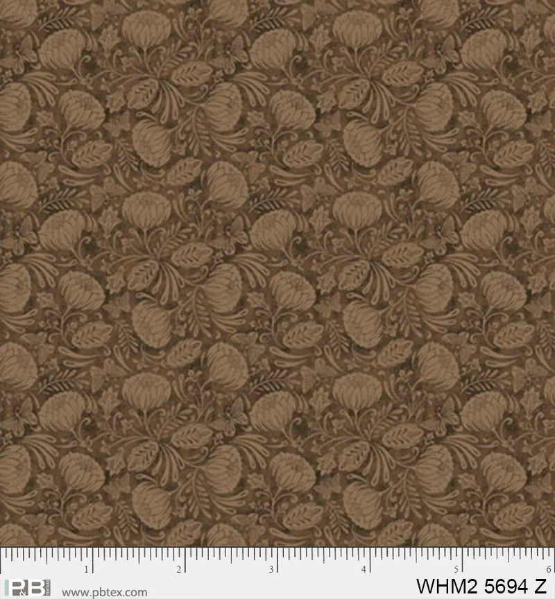 Whimsy II Basics, Packed Tonal Floral, Brown - PER 1/4 YARD