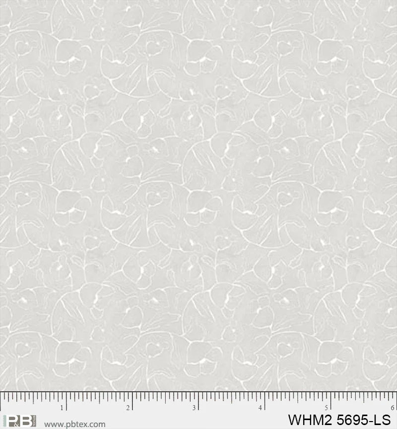 Whimsy II Basics, Light Silver Floral Linework - PER 1/4 YARD