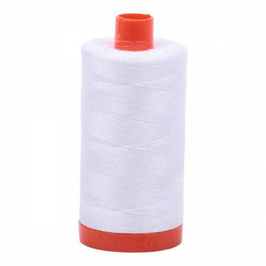 Aurifil Mako Cotton Thread Solid 50wt 1422yds, White