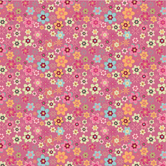 Calico Cowgirls, Cowgirl Meadow Pink - PER 1/4 YARD