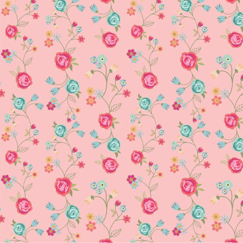 Calico Cowgirls, Floral & Vines Pink - PER 1/4 YARD