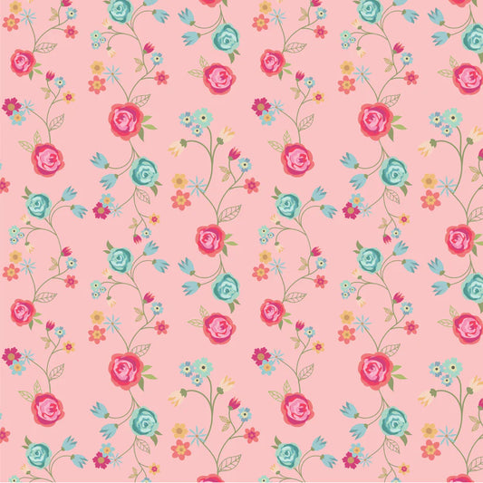 Calico Cowgirls, Floral & Vines Pink - PER 1/4 YARD