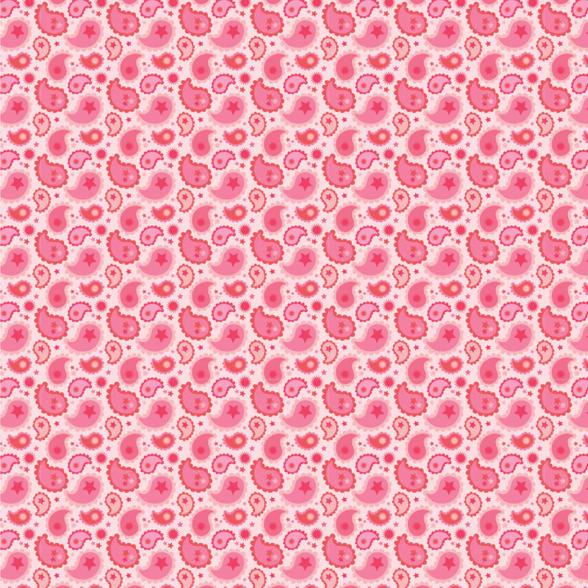 Calico Cowgirls, Paisley & Poppies Pink - PER 1/4 YARD