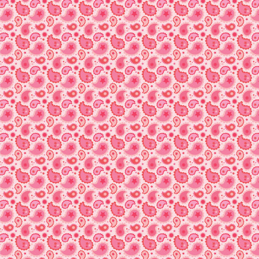 Calico Cowgirls, Paisley & Poppies Pink - PER 1/4 YARD