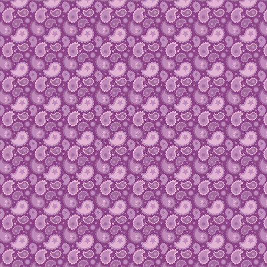 Calico Cowgirls, Paisley & Poppies Purple - PER 1/4 YARD